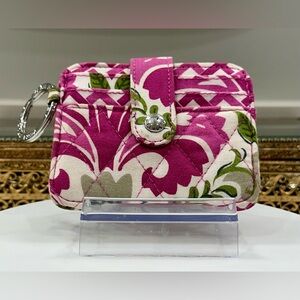 Vera Bradley - Pink/Green - Slim Mini Keychain Wallet - EUC